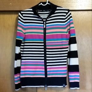Neve Stripe Wool Zip Up Sweater